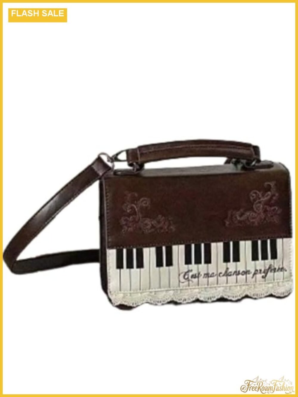 Y2K Grunge Piano Shaped Shoulder Bag Women Gothic Handbag PU Leather